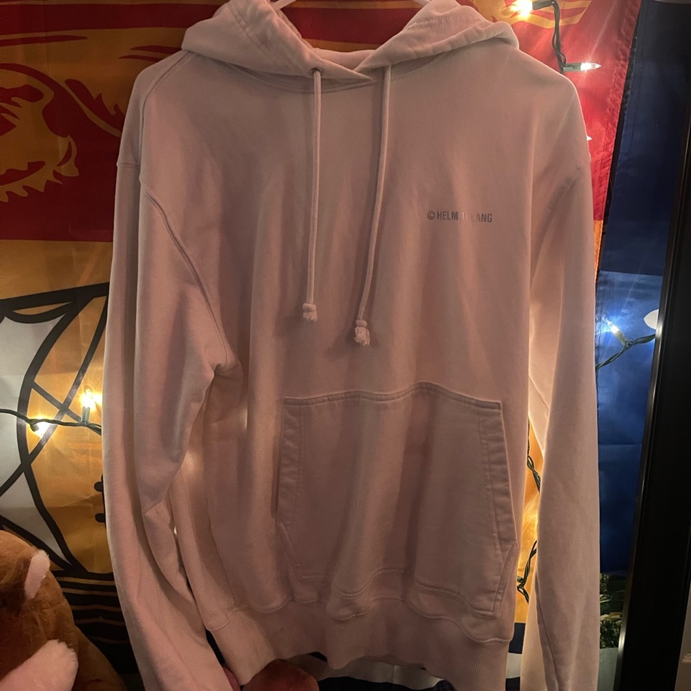 WHITE AND CHROME HELMUT LANG HOODIE